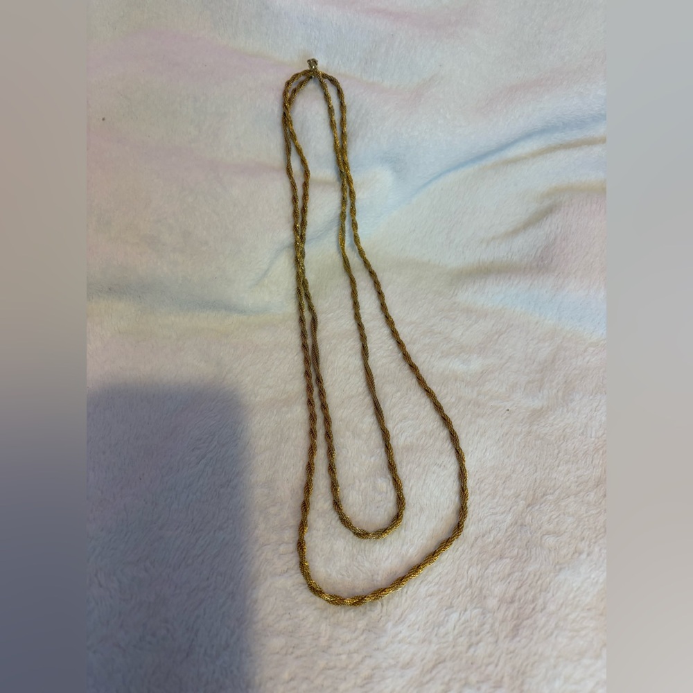 Elegant Gold-Tone Twisted Rope Necklace